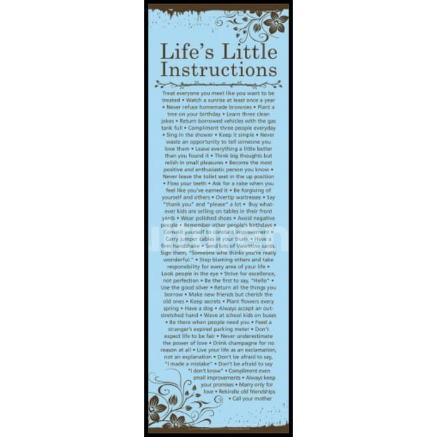 Lifes Little Instructions Inspiriational Quote Poster Print 12x36 Culturenik